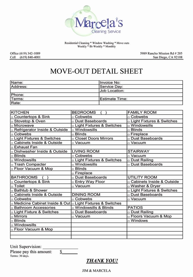 Move Out Cleaning Checklist Template Unique House Cleaning Maid Services Printables