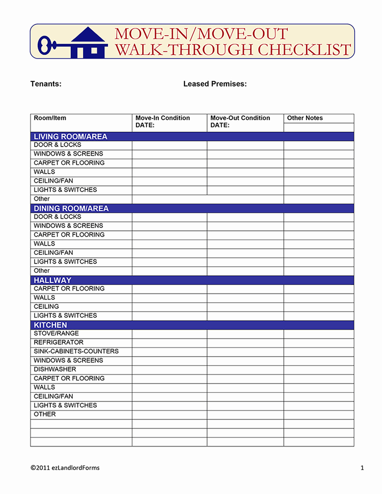 Move Out Cleaning Checklist Template Unique Move In Move Out Walk Through Checklist