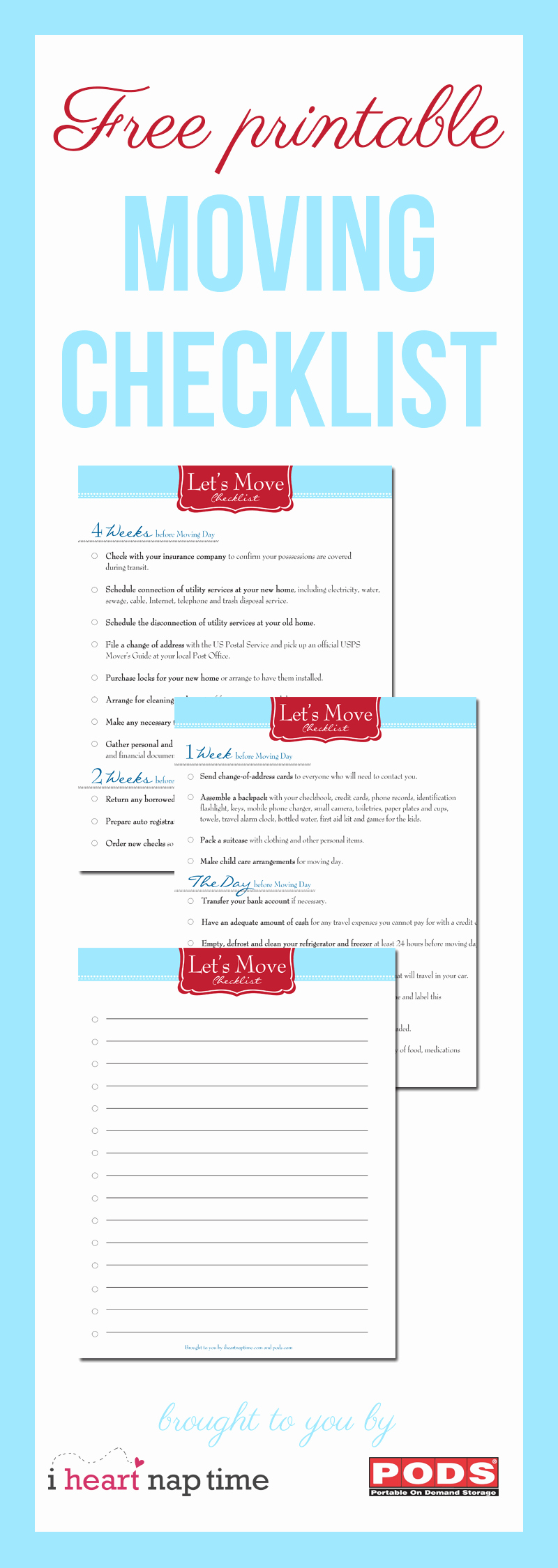 Moving Checklist Printable Template Beautiful Free Printable Moving Checklist I Heart Nap Time