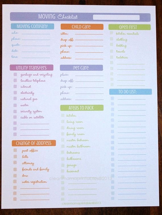 Moving Checklist Printable Template Beautiful Moving Checklist Planner Printable