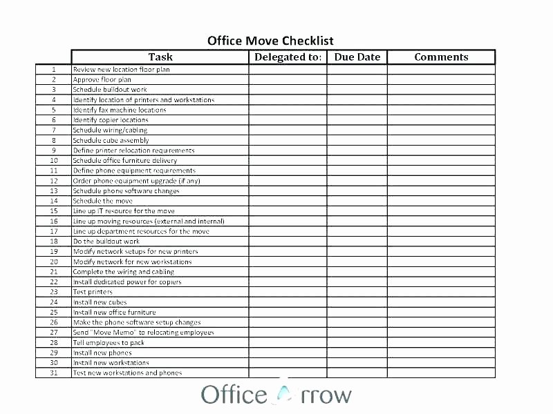 Moving Checklist Printable Template Elegant Fice Move Checklist Excel Home Moving Checklist Excel