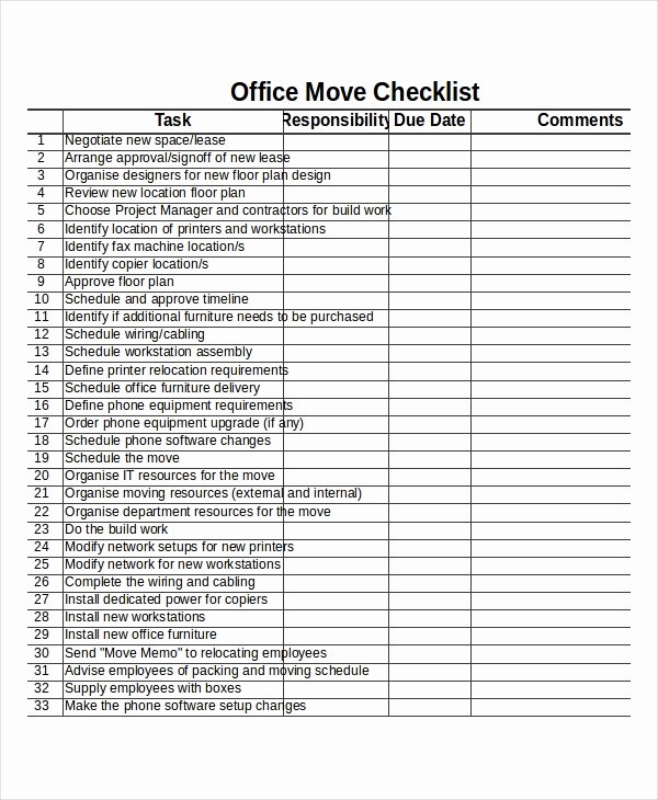 Moving Checklist Printable Template Inspirational Checklist Template 19 Free Word Excel Pdf Documents