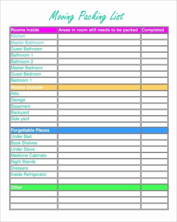 Moving Checklist Printable Template Unique Image Result for Moving Packing List Template