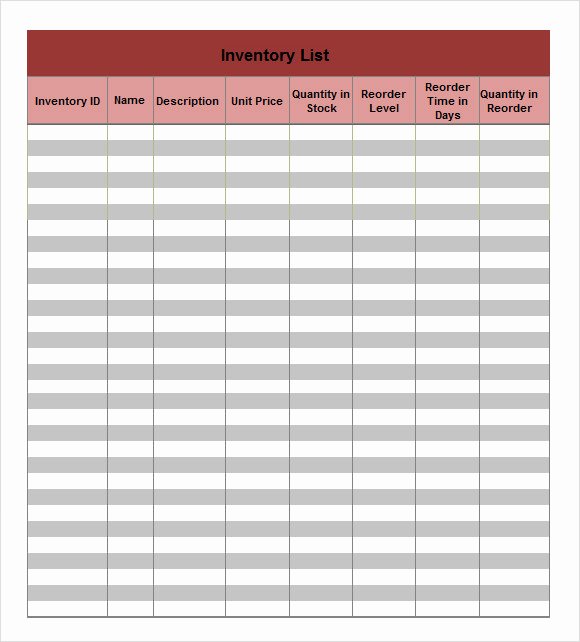 Moving Inventory List Template Elegant Inventory List Template 7 Download In Pdf Word Excel Psd