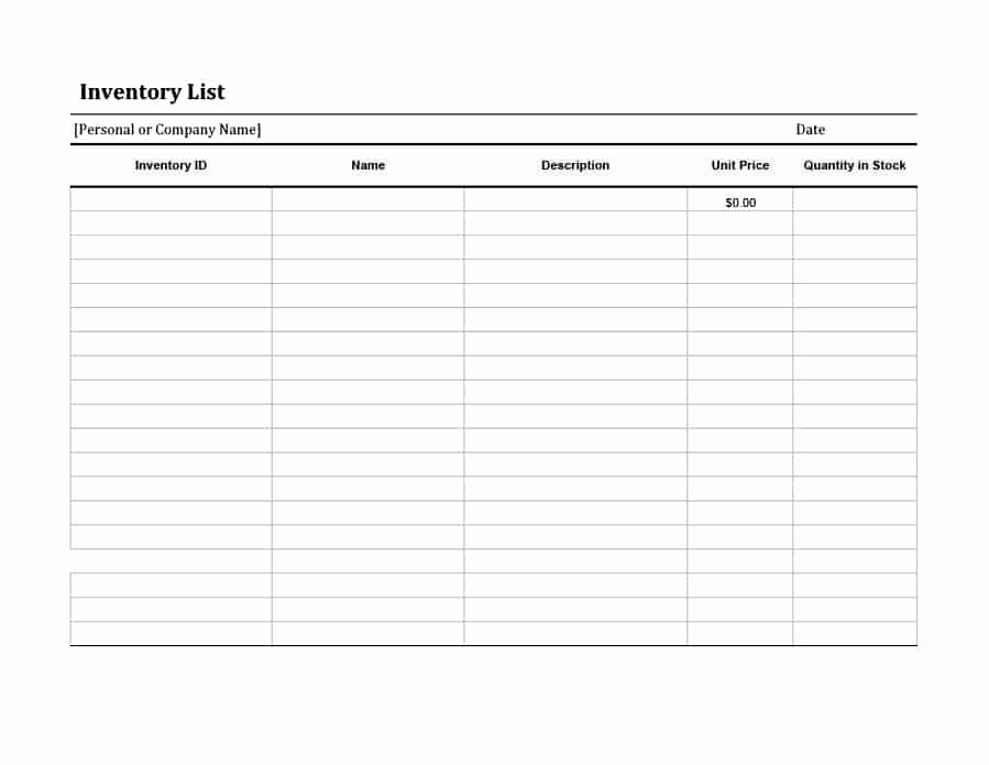 Moving Inventory List Template Fresh 45 Printable Inventory List Templates [home Fice