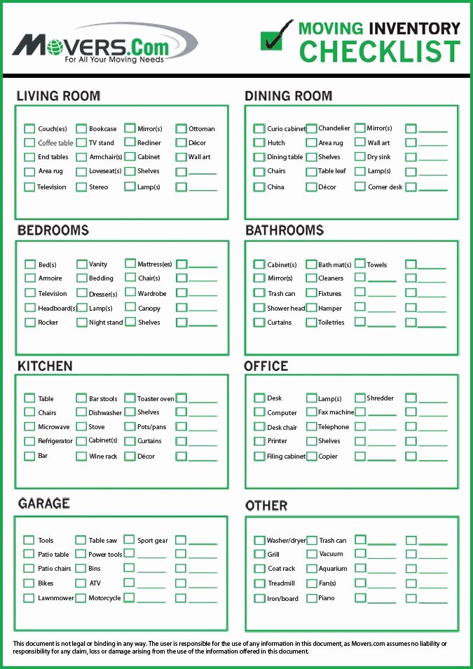 Moving Inventory List Template Inspirational Movers Home Inventory Checklist