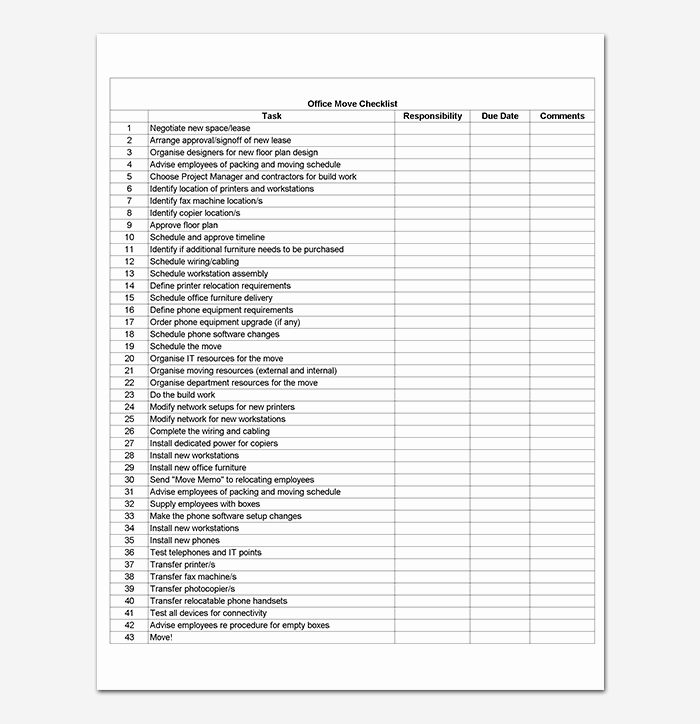 Moving Inventory List Template Lovely Moving Checklist Template 20 Free Printable for Word