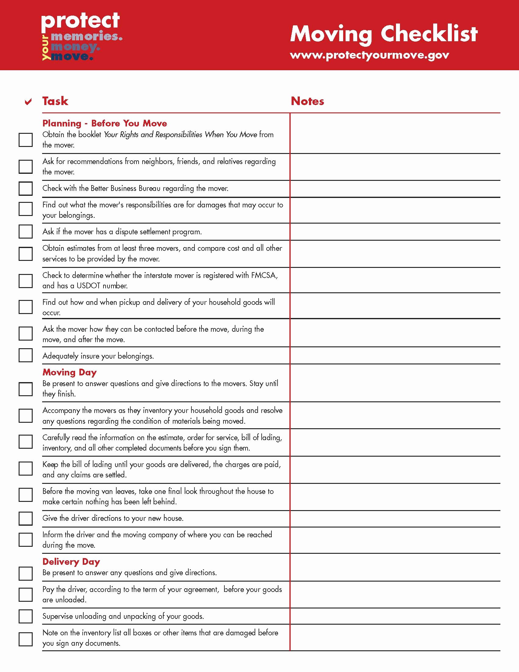 Moving Office Checklist Template Fresh Moving Checklist for Household Goods Interstate Moves
