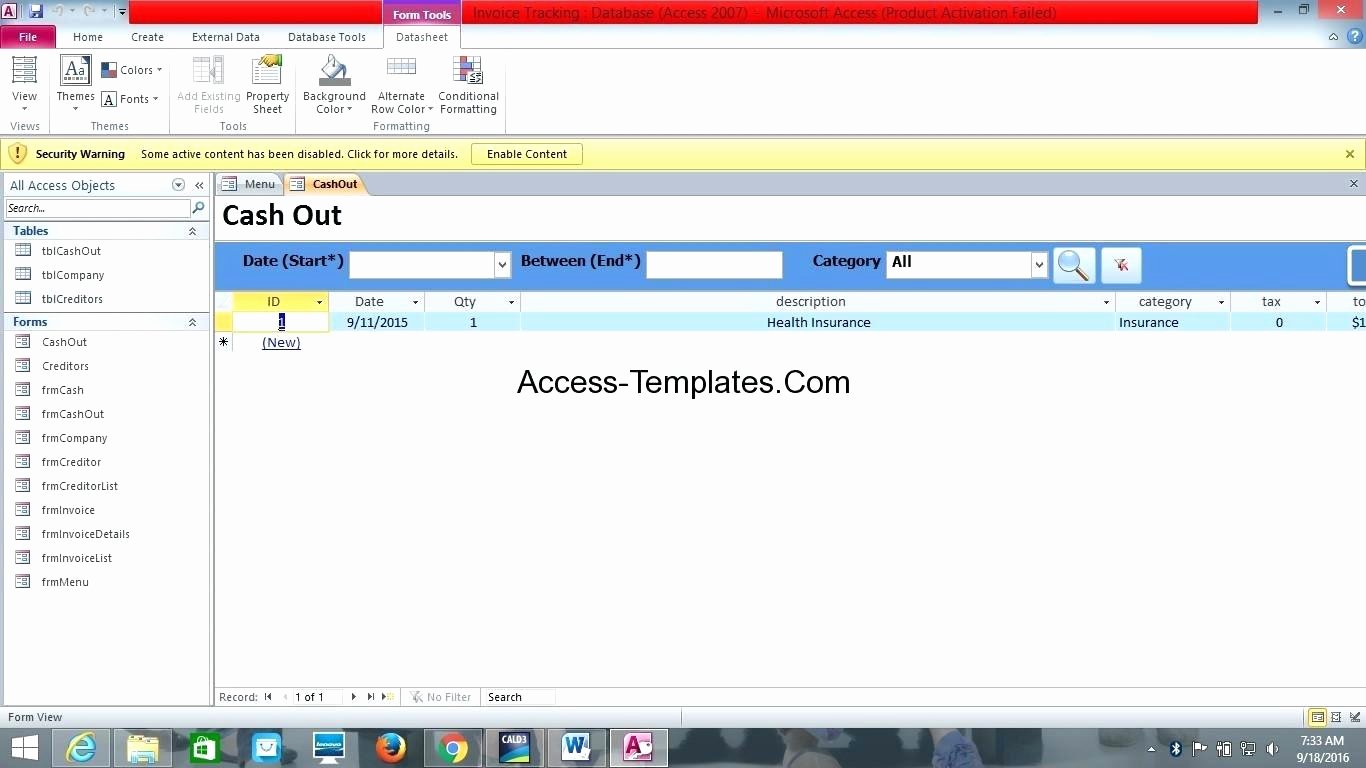 Ms Access 2007 Template Lovely Template Microsoft Access Invoice Database Template Sale