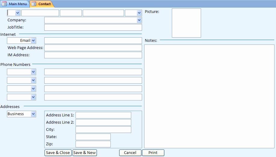 Ms Access Customer Database Template Unique Contact Database Template Crm