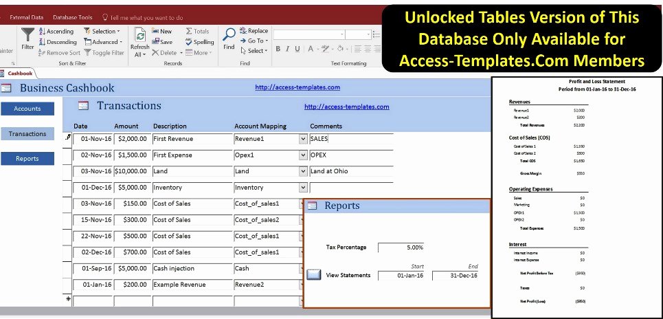 Ms Access Database Template Elegant Access Database Small Business Accounting Cashbook
