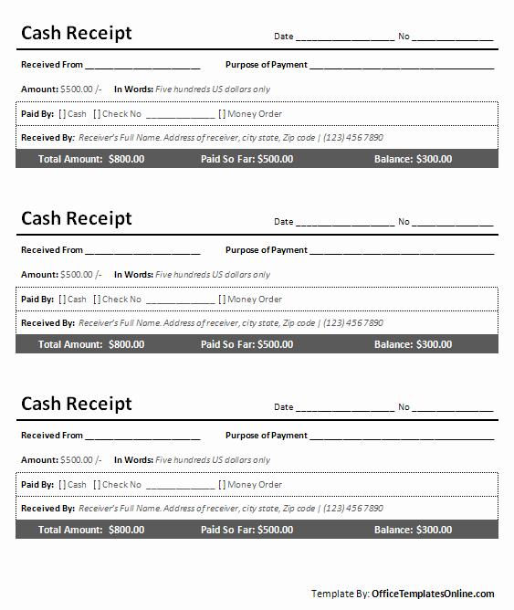 Ms Office Receipt Template Inspirational Printable Cash Receipt for Ms Word