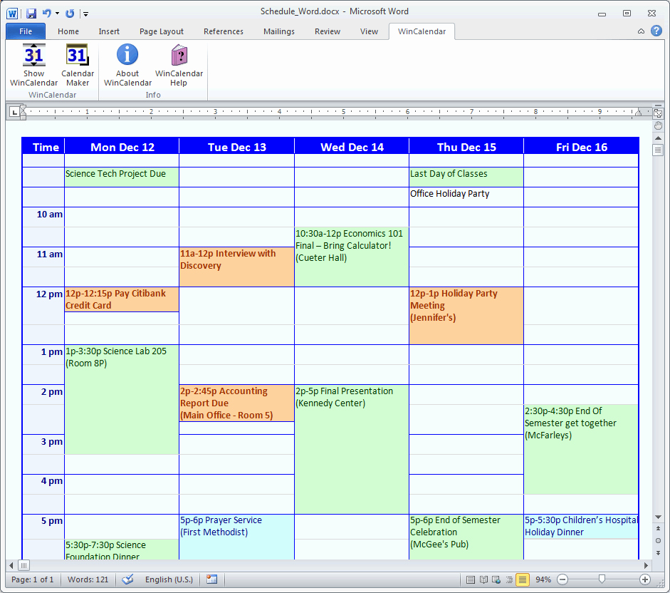 Ms Office Schedule Template Unique Calendar Maker &amp; Calendar Creator for Word and Excel