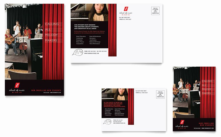 Ms Publisher Postcard Template Luxury Music School Postcard Template Word &amp; Publisher