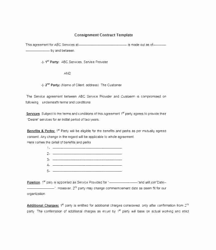 Ms Word Contract Template Beautiful Consignment Inventory Agreement Template Printable