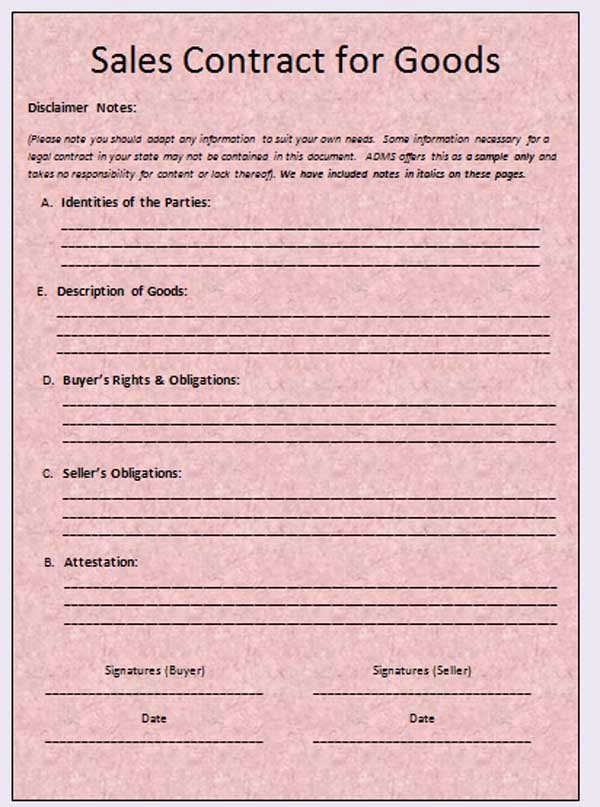 Ms Word Contract Template Elegant Sales Contract Template Microsoft Word Templates
