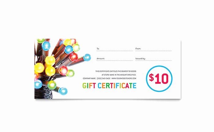 Ms Word Gift Certificate Template Fresh Christmas Lights Gift Certificate Template Word &amp; Publisher