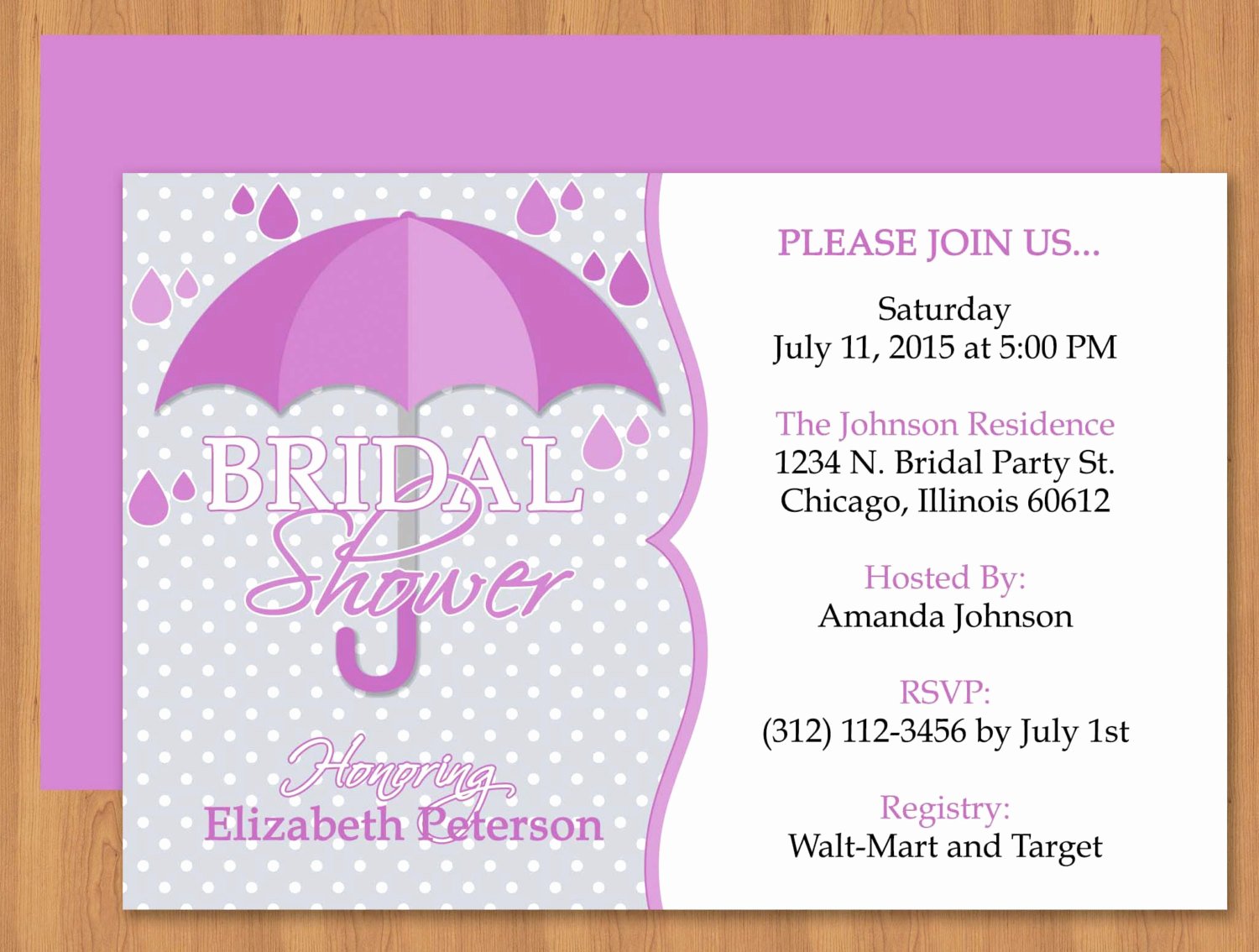 Ms Word Invitation Template Elegant Purple Umbrella Bridal Shower Invitation Editable Template