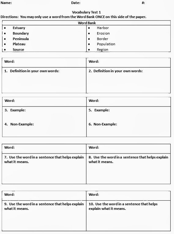 Ms Word Test Template Awesome Beg Borrow and Teach Vocabulary Test Template