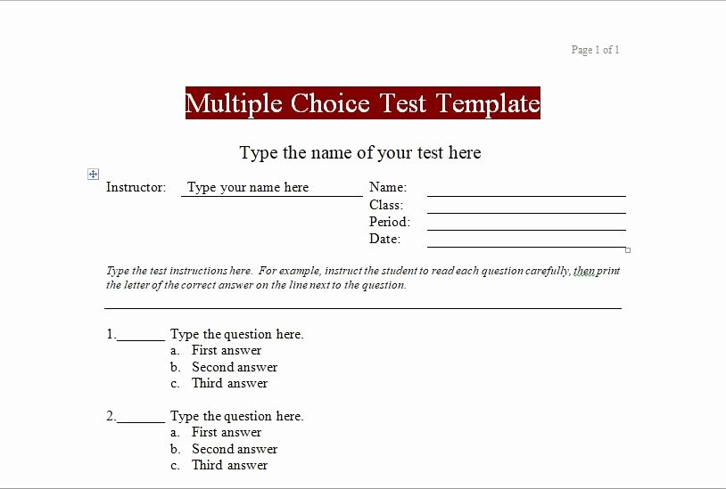 Ms Word Test Template Beautiful Matching Test Template Microsoft Word Collection Of Quick