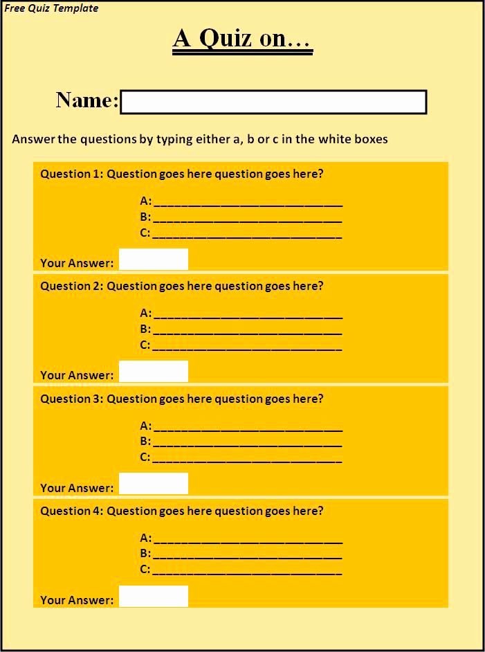 Ms Word Test Template Inspirational Free Quiz Template My Work