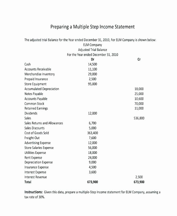 Multi Step Income Statement Template Awesome Sample Balance Sheet Statement Financial Position