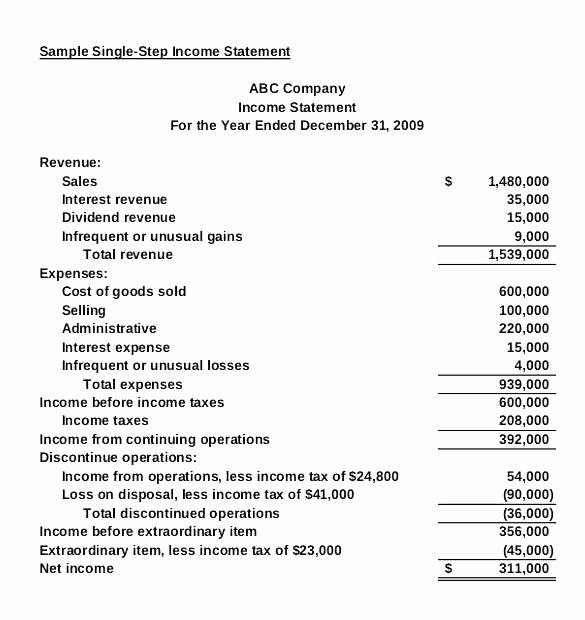 Multi Step Income Statement Template New 11 Multiple Step In E Statement Example