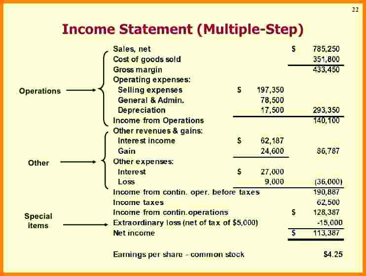 Multi Step Income Statement Template New 7 Multi Step In E Statement Excel
