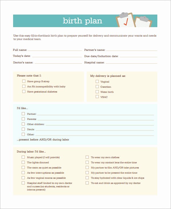 Natural Birth Plan Template Inspirational Birth Plan Template 20 Download Free Documents In Pdf Word