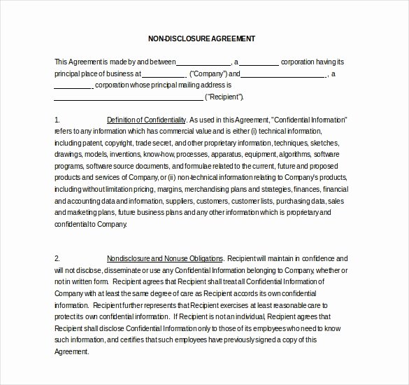 Nda Agreement Template Word Elegant 19 Word Non Disclosure Agreement Templates Free Download