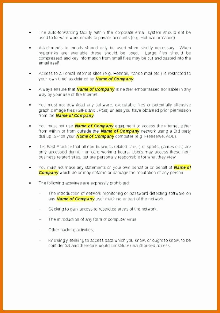 Network Security Policy Template Elegant Internet Policy Template social Media 8 Free Word Document