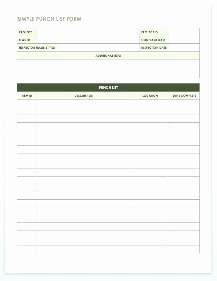New Construction Punch List Template Awesome Furnishing Your New Home Checklist A First Simple Punch