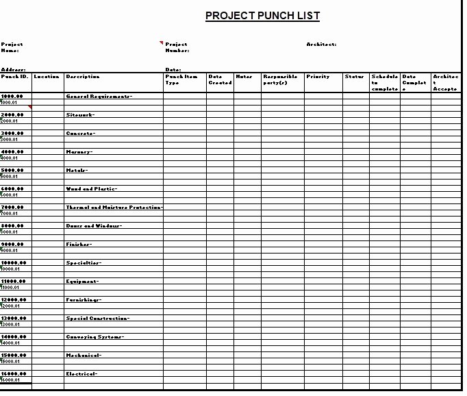 New Construction Punch List Template Luxury 15 Free Construction Punch List Templates Ms Fice