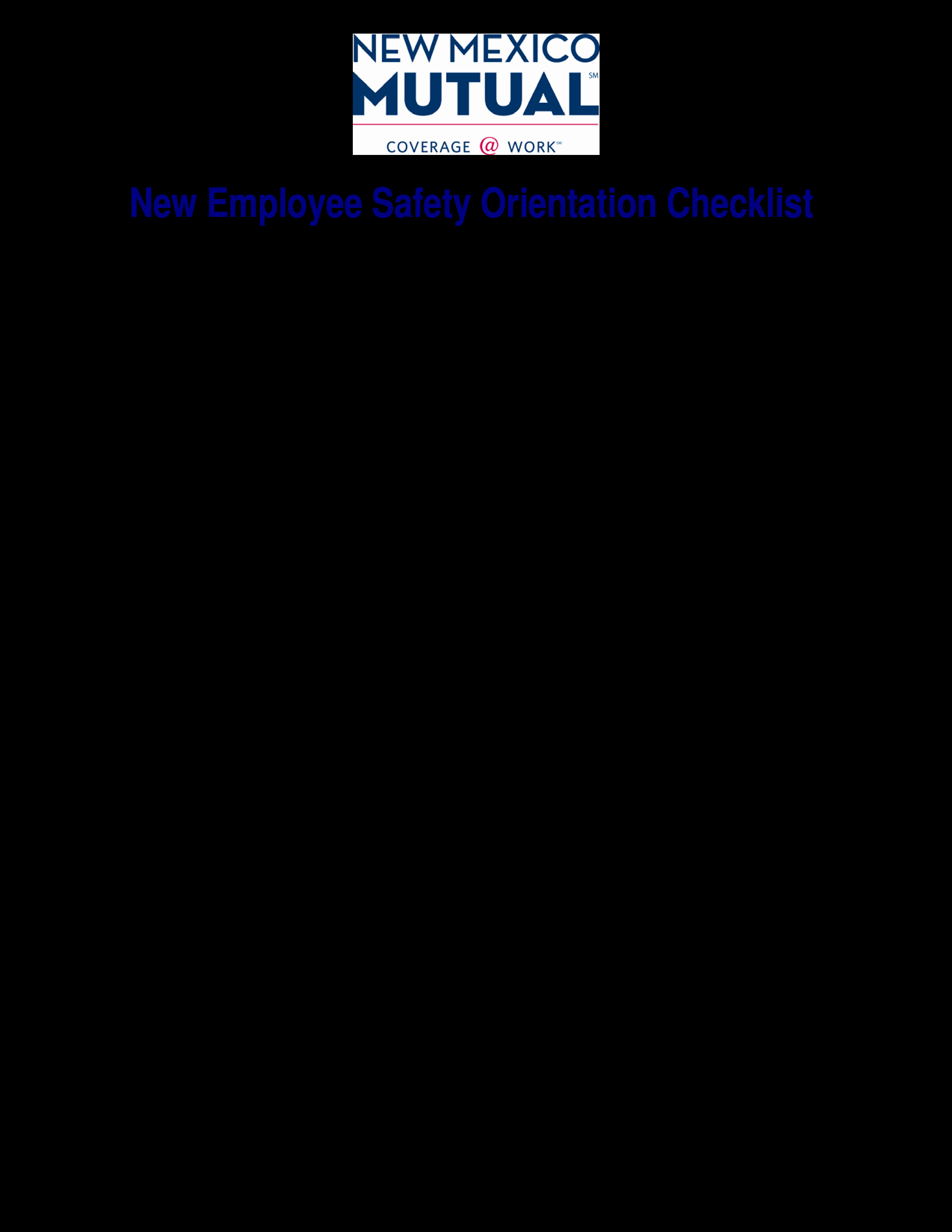 New Employee Checklist Template Awesome Free New Employee Safety orientation Checklist