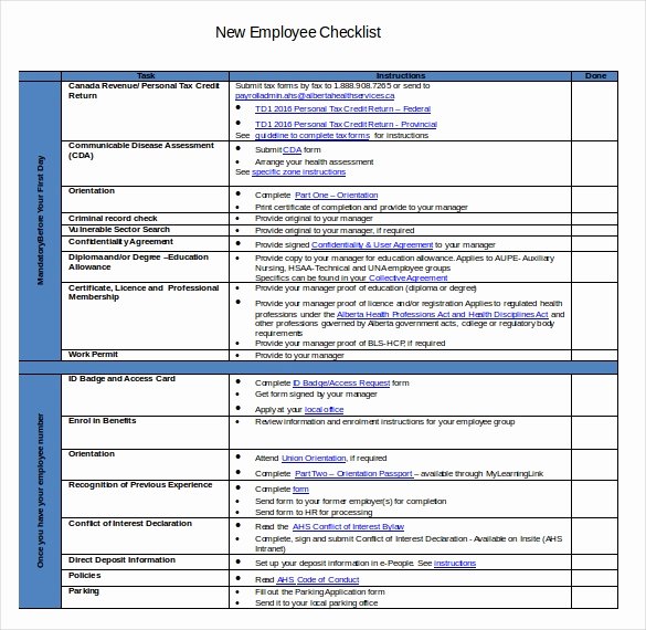 New Employee Checklist Template Elegant New Hire Checklist Templates – 16 Free Word Excel Pdf