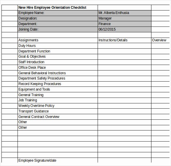 New Employee Checklist Template Lovely New Employee orientation Checklist Excel