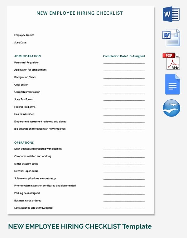 New Employee Checklist Template Luxury 30 Hr Checklist Templates Free Sample Example format