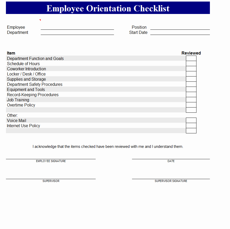 New Employee orientation Checklist Template New New Employee orientation Checklist 2012 Template Sample