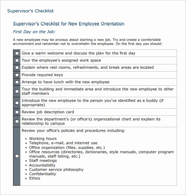 New Employee orientation Template Best Of 26 Hr Checklist Templates Free Sample Example format
