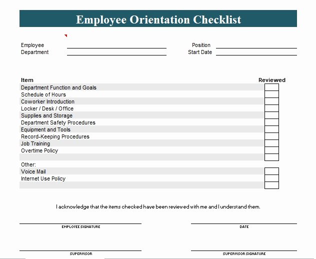 New Hire Checklist Template Best Of New Employee orientation Checklist Template Excel and Word
