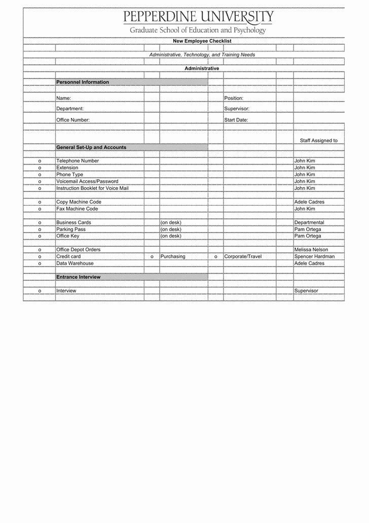 New Hire Checklist Template Excel Elegant 12 New Hire Checklist Template Free Download