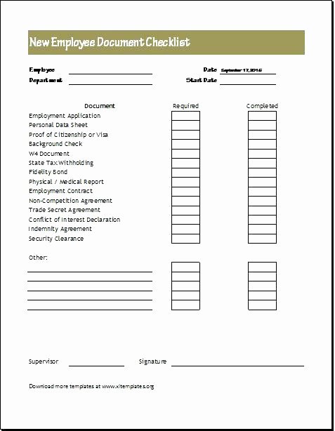 New Hire Checklist Template Excel Luxury New Hire Checklist Excel Entire Employee Document