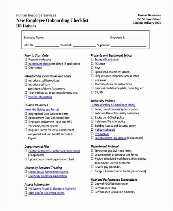 New Hire Checklist Template Lovely 16 New Employee Checklist Templates