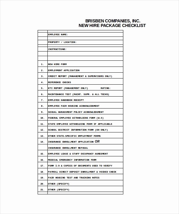 New Hire Checklist Template Word Best Of New Hire Checklist Templates – 16 Free Word Excel Pdf
