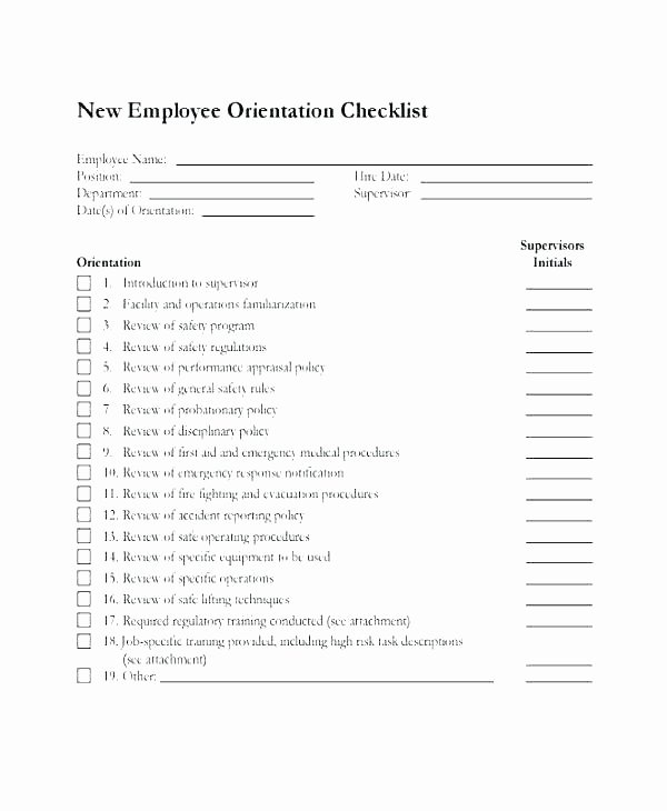 New Hire Checklist Template Word Inspirational Free Employee Training Checklist Template New Hire