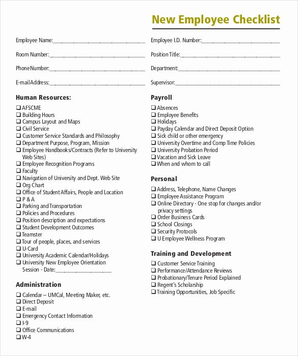 New Hire Checklist Template Word New 8 Boarding Checklist Samples and Templates – Pdf Word