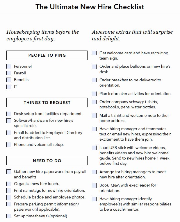 New Hire Checklist Template Word New A Checklist for Everything You Need to Do when You Hire A