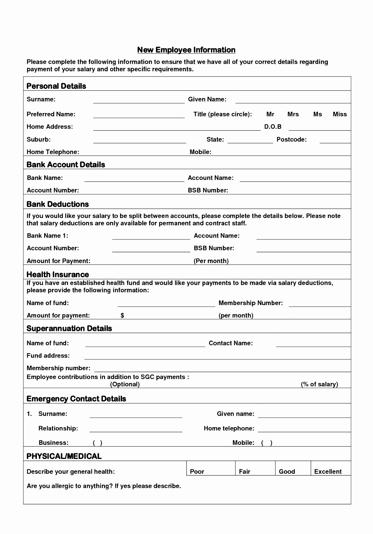 New Hire form Template Awesome 99 New Hire form Template 12 New Hire Processing forms