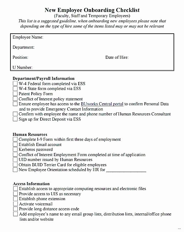 New Hire form Template Luxury Free New Employee orientation Checklist Templates Hire