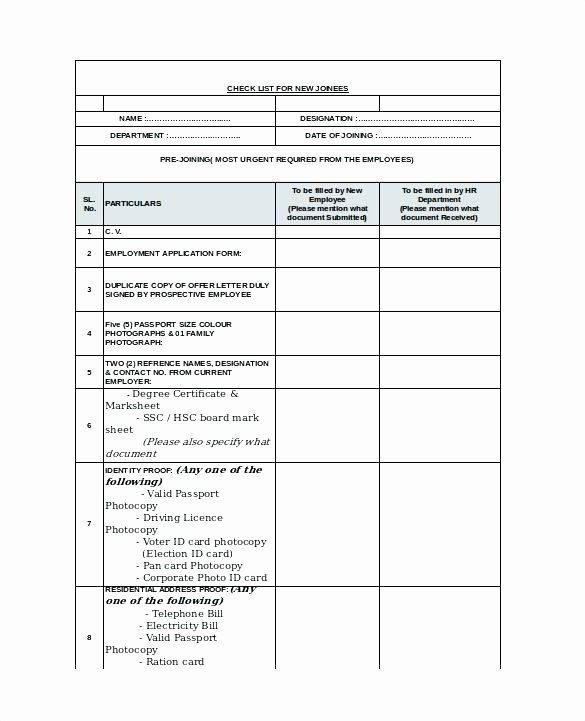 New Hire Paperwork Checklist Template Elegant New Hire forms Checklist Template New Hire forms Checklist